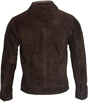 Men's Retro Brown 100% Goat Suede Leather rHarington Biker Jacket